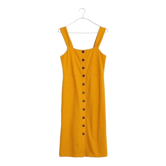 Madewell Texture & Thread Button Front Rank Dress Tungsten Glow Yellow Medium - Picture 4 of 16